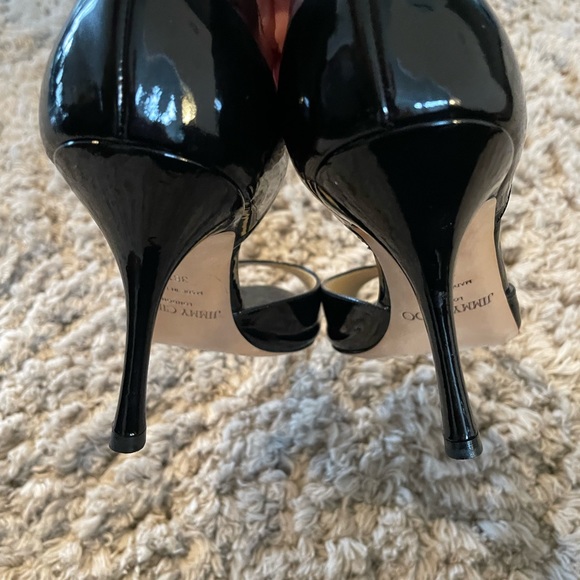 Jimmy Choo Black Patent Leather D’orsay Peep Toe pump size 38.5 - Picture 6 of 7